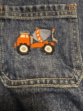 Gymboree ? vintage 2001–2004 denim short-alls embroidered Cement Truck 2T EUC!!